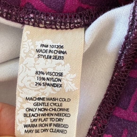 Soft Surroundings High Waist Purple Leggings Abstract Print Wide Yoga Band Soft - Picture 8 of 12